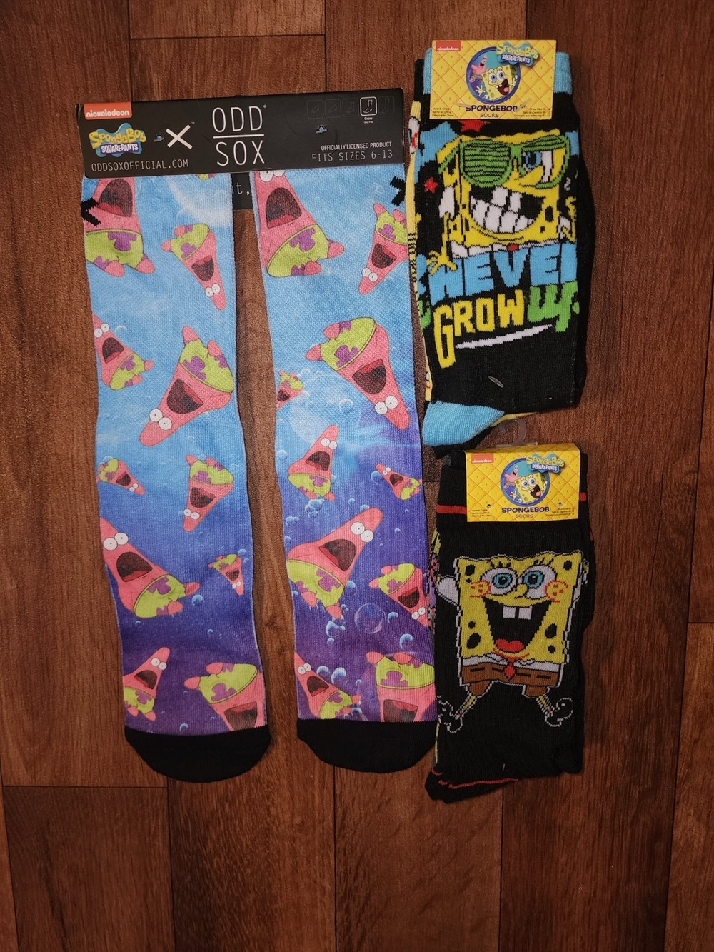 Odd Sox SpongeBob & Patrick Crew Socks - Blue, Black 3pair